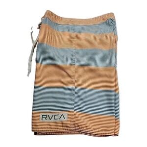 RVCA PM Tenore Artist Network Program Board Shorts Mens 32 Blue Stripe‎ Beach